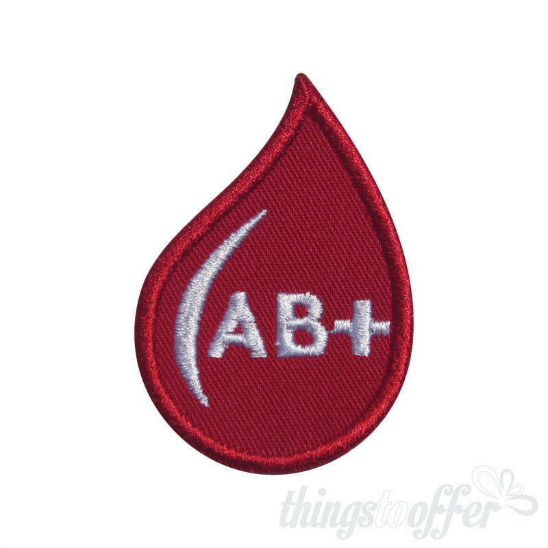 Embroidered patch Blood Grup AB+ drop form