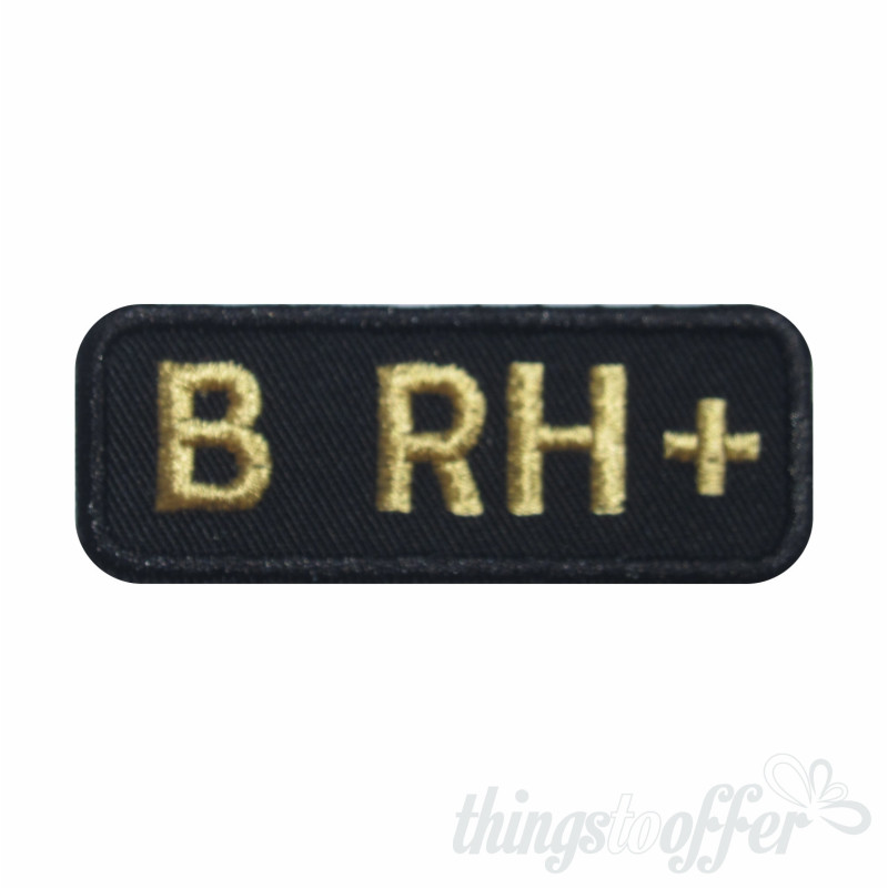 Embroidered patch Blood Grup B+ rectangular shape