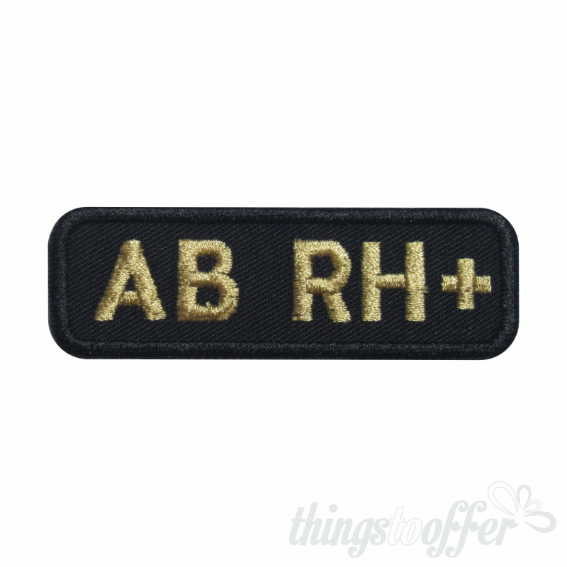 Embroidered patch Blood Grup AB+ rectangular shape