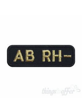 Parche Bordado Grupo Sanguineo AB- (AB negativo) de forma rectangular