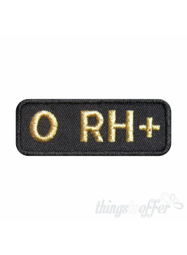 Embroidered patch Blood Grup 0+ rectangular shape