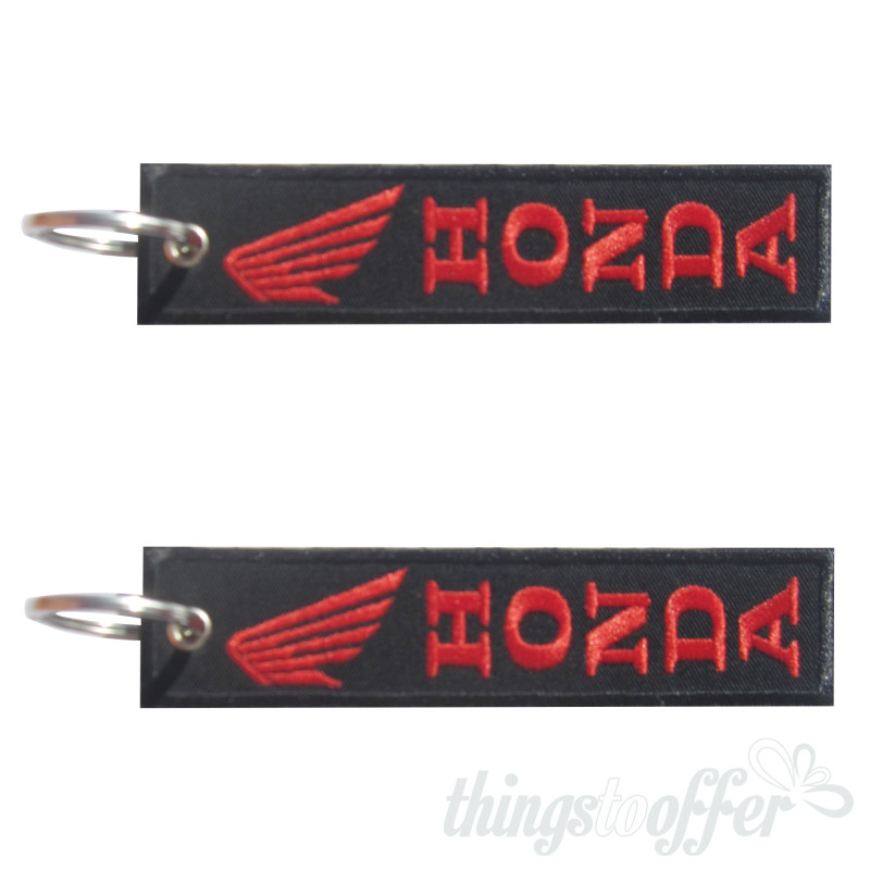 Llavero Honda bordado en posición vertical.