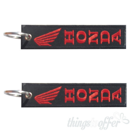 Llavero Honda bordado en posición vertical.