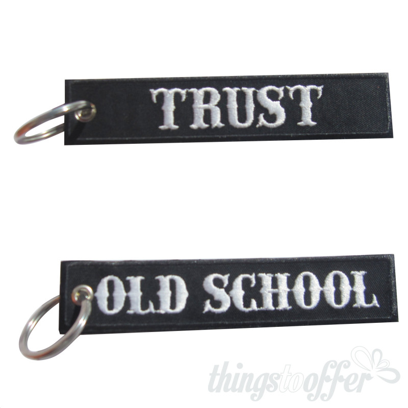 Old School Embroidered Keychain – Trust