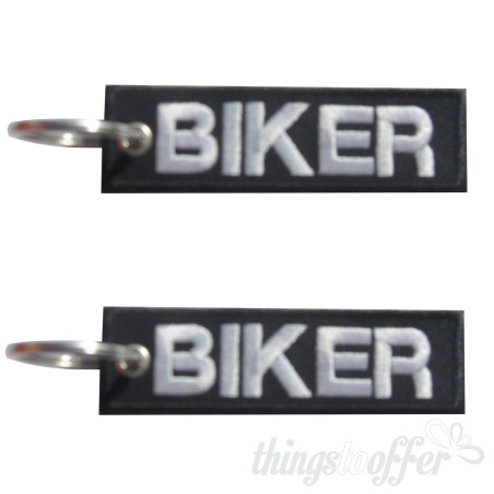 Biker Embroidered Keychain