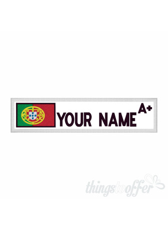 Patch with Flag of Portugal, Name and Personalized Blood Group