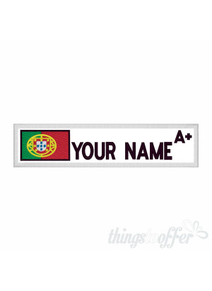 Patch with Flag of Portugal, Name and Personalized Blood Group