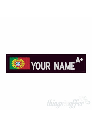 Patch with Flag of Portugal, Name and Personalized Blood Group