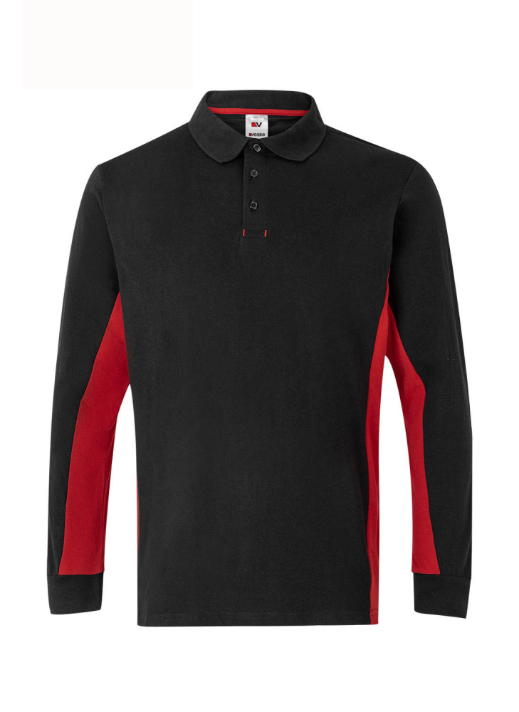 Velilla 105514 Two-Tone Long Sleeve Polo | 60% Cotton Piqué Knit