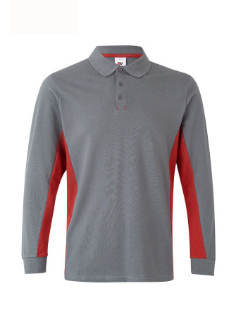 Velilla 105514 Two-Tone Long Sleeve Polo | 60% Cotton Piqué Knit