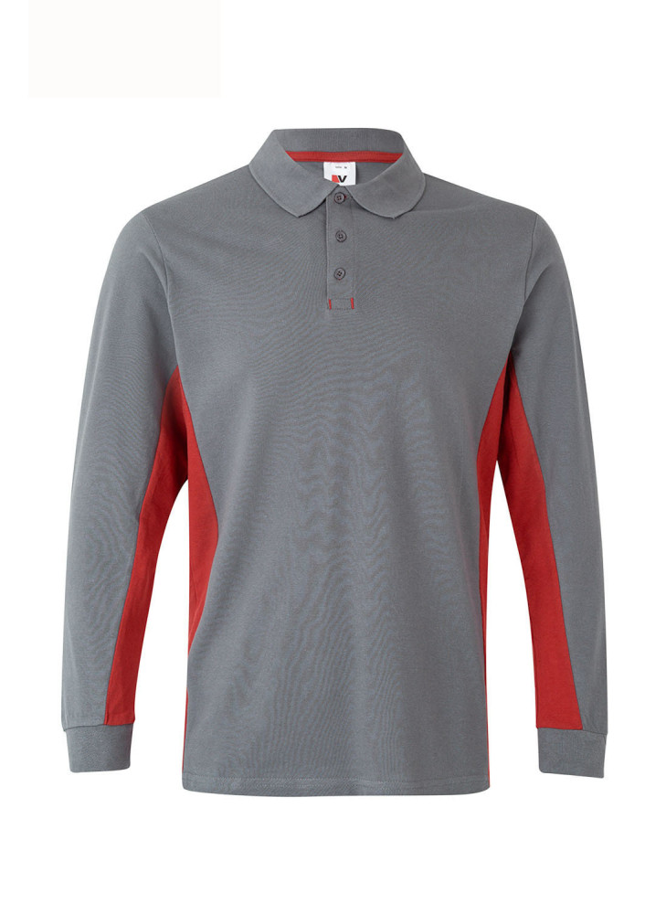 Velilla 105514 Two-Tone Long Sleeve Polo | 60% Cotton Piqué Knit
