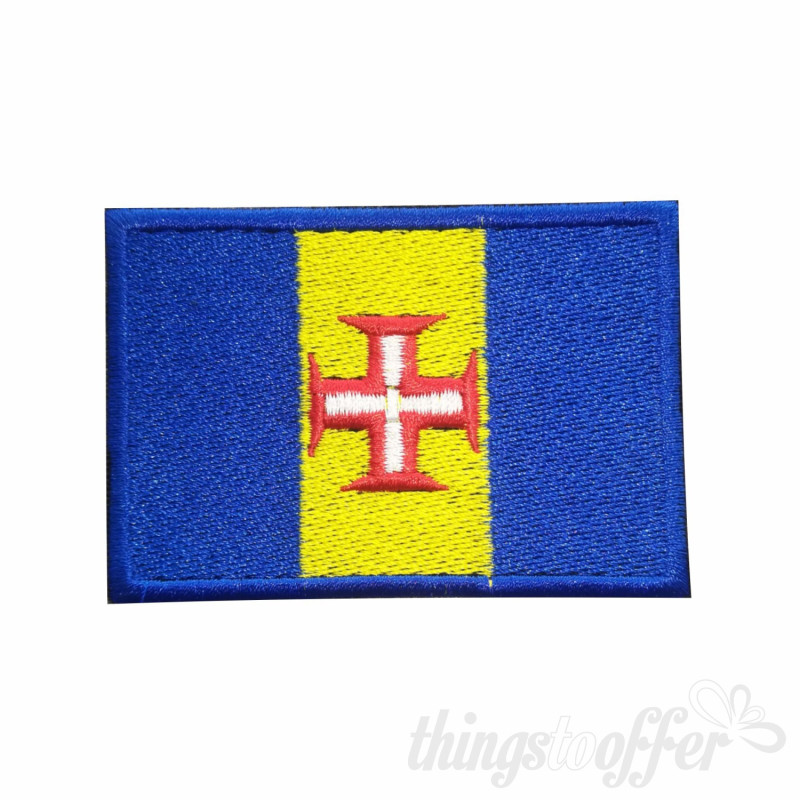 Embroidered patch of rectangular Madeira flag