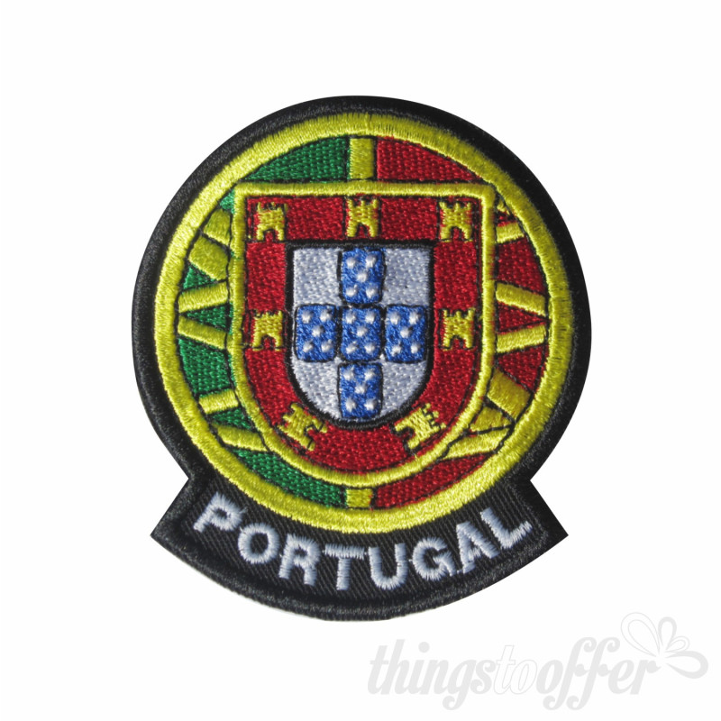 Parche escudo de armas portugués con el texto Portugal