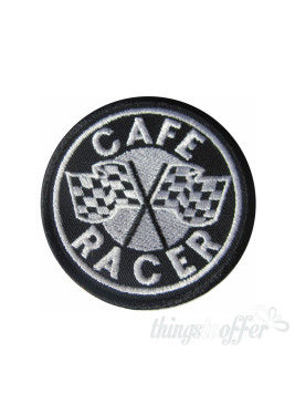 Parche Bordado Café Racer con banderas de cuadros