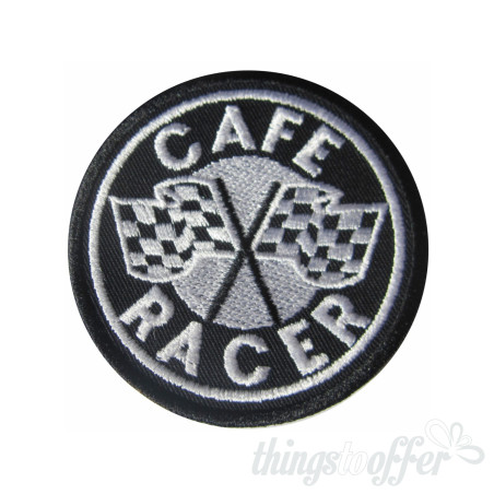 Parche Bordado Café Racer con banderas de cuadros