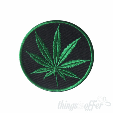 Embroidered patch cannabis leaf