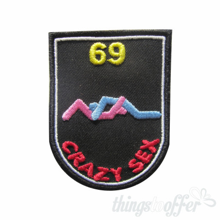 Embroidered patch Crazy Sex, 69