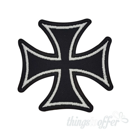 White Maltese Cross Patch