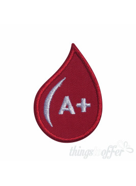 Embroidered patch Blood Grup A+ drop form
