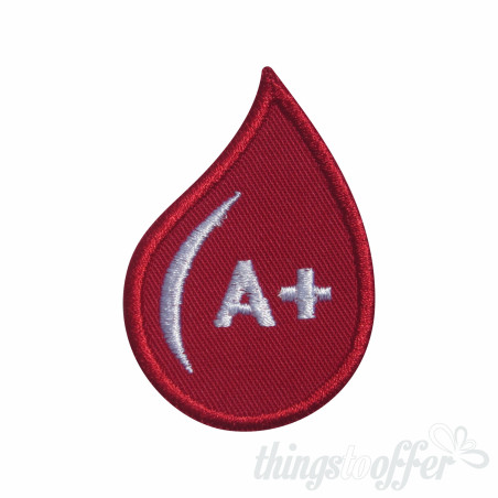 Embroidered patch Blood Grup A+ drop form