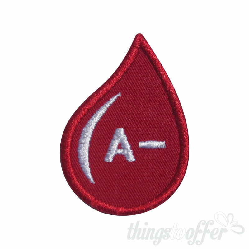 Embroidered patch Blood Grup A- drop form